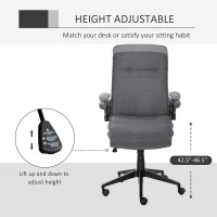 Vinsetto Ergonomic Office Chair Swivel High Back Computer Desk Chair with Adjustable Height Flip-Up Armrest, Comfy Thick Padded Cushions, Wheels, Grey(m-12)