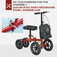 HOMCOM Adjustable Steerable Knee Walker, Foldable Knee Scooter with Rubber Wheels, Dual Brake, Crutch Alternative, Red(m-7)