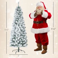 HOMCOM 6ft Pre-Lit Snow-Flocked Slim Douglas Fir Artificial Christmas Tree with Realistic Branches, 250 LED Lights and 462 Tips(m-3)