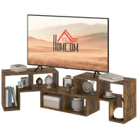 HOMCOM TV Stand for TVs up to 75", 3-Piece Modular TV Console with Open Storage Shelves, Rustic Brown(m-2)