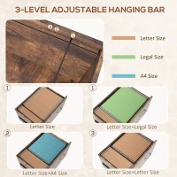 Vinsetto Mobile Filing Cabinet 2 Drawer File Cabinet with Key Adjustable Hanging Bar for Letter A4 and Legal Size Rustic Brown(m-5)