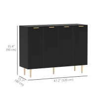 HOMCOM Modern Kitchen Storage Cabinet, Sideboard Buffet Cabinet with Adjustable Shelves for Hallway, Black(m-3)