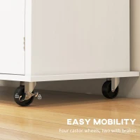 HOMCOM Modern Rolling Kitchen Island Cart with Spice Rack, Distressed White(m-7)