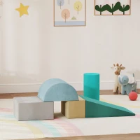 Qaba Climbing Toys for Toddlers with Removable Cover, Indoor Activity Play Set for Crawling, Sliding, Blue/Green(m-8)