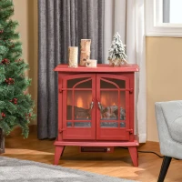 HOMCOM Electric Fireplace Heater, Freestanding Fireplace Stove with Realistic LED Log Flames and Overheating Safety Protection, 1400W, Red(m-11)
