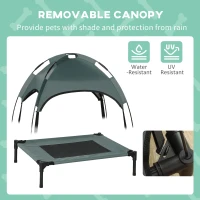 PawHut Elevated Dog Bed with Removable Canopy, Outdoor Dog Cot with UV Protection Canopy Shade, 24 inch Pet Bed for Camping, Gray(m-7)