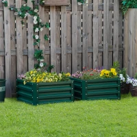 Outsunny 2' x 2' x 1' 2-Piece Raised Garden Bed Box with Steel Frame for Vegetables, Flowers, & Herbs, Green(m-10)