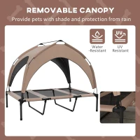 PawHut Raised Dog Bed Cooling Dog Cot w/ Canopy Washable Breathable Mesh, for Large Dogs, Coffee(m-5)