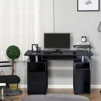 HOMCOM Multi-Function Computer Desk Home Office Workstation with Sliding Keyboard Tray, Elevated Shelf, Drawers and CPU Stand, Black(m-10)
