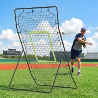 Soozier 4 x 5.7ft Volleyball Rebounder Net with Strike Zone, Baseball Lacrosse Training Net for Pitching and Fielding(m-7)