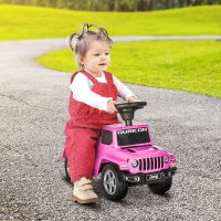 Aosom Kids Ride on Push Car, with Engine Sounds & Under-Seat Storage, Foot-to-Floor Ride on Sliding Car with Horn, Pink(m-10)