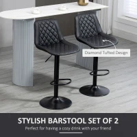 HOMCOM Bar Stools Set of 2, Swivel Counter Height Barstools with Back, Footrest, Adjustable Height, Black(m-4)