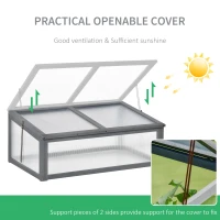 Outsunny Wooden Cold Frame Greenhouse, Mini Greenhouse with Polycarbonate Board and Solid Wood Frame, 39" x 26" x 16", Gray(m-4)