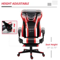 Vinsetto High Back Gaming Chair, Racing Style Ergonomic Computer Desk Chair with Adjustable Height, Retractable Footrest, Headrest and Lumbar Support, Red(m-4)