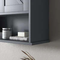 kleankin Farmhouse Bathroom Medicine Cabinet, Wall Cabinet with Barn Doors and Adjustable Shelf for Laundry Room, Gray(m-8)