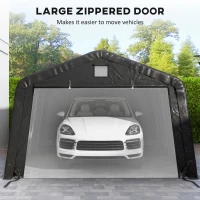 Outsunny 12' x 20' Portable Garage, Heavy Duty Carport Canopy with Ventilation Windows and Large Roll-up Door, Black(m-6)