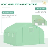 Outsunny Walk-in Tunnel Greenhouse Replacement Cover w/ Zipper Door, 11.5' x 10', Green(m-5)