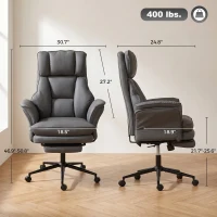 HOMCOM Cross Legged Office Chair w/ Footrest, 396 lbs Reclining Computer Desk Chair w/ High Back, Flip-up Armrests, Dark Gray(m-3)