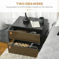 HOMCOM Modern Nightstand, Bedside Table with 2 Drawers, RGB LED Lights for Bedroom, Black(m-5)