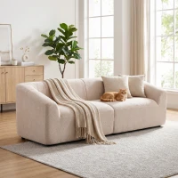 HOMCOM 3 Seater Sofa, Chenille Boneless Cloud Couch with Spring Cushion, Wide and Deep Seat, Beige(m-8)
