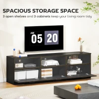 HOMCOM TV Stand with Storage, Modern Entertainment Center with 3 Cabinets and 3 Open Shelves, for TVs up to 85", Black(m-4)