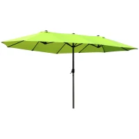 Outsunny 15ft Double-sided Patio Umbrella with Twin Canopy, Extra Large Outdoor Parasol with Crank for Pool, Deck, Market, Green(m-2)