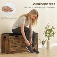 HOMCOM Shoe Storage Bench, Entryway Bench with 2-Tier Cabinet, Flip-Top Storage, Padded Cushion for Hallway, Rustic Brown(m-7)