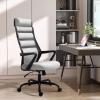 Vinsetto High Back Ergonomic Home Office Desk Chair with Spandex Fabric, Computer Task Chair with Ladder Back, Thick Padding and 360 Swivel Wheels, Grey(m-13)