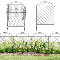 Outsunny Garden Fence, 4 Pack Steel Fence Panels, 11.5' L x 43" H, Rust-Resistant Decorative Border Flower Edging