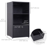 Outsunny Outdoor Storage Cabinet, Patio Storage Box Rack Rattan Wicker Pool Towel Valet Organizer Poolside Garden Lawn Bathroom Furniture Shelf w/ Shelf Drawer, Dark Brown(m-3)