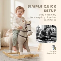 Qaba Rocking Horse, Back and Forth Rocking, Ride on Horse Toy with Sound Effects, for 12-36 Months Toddlers, Gray(m-7)