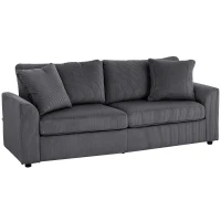 HOMCOM 3 Seater Sofa, 83.5" Modern Upholstered Couch with Pocket Spring and 2 Scatter Cushions for Living Room, Dark Grey(m-12)
