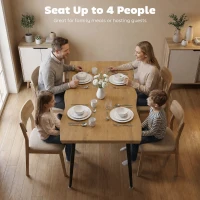 HOMCOM Dining Table Modern Nordic Kitchen Table Seats 4 People Thick Curved Tabletop Oak Grain Black 43.3" x 27.6" x 29.5"(m-4)