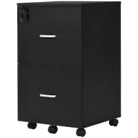 Vinsetto 2 Drawer File Cabinet with Lock, Small Rolling Filing Cabinet for A4, Letter-Size Documents, Printer Stand for Home Office, 17" x 17.75" x 28.25", Black(m-11)