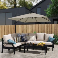 Outsunny 8 FT Aluminium Cantilever Patio Umbrella with 360° Rotation, Cross Base, Crank and Tilt for Garden, Patio, Light Grey(m-8)