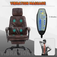 Vinsetto High-Back 6-Point Vibration Massaging Office Chair with 5 Modes, Headrest, Padded Seat, Wheels, Retractable Footrest, Brown(m-5)