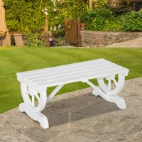 Outsunny Rustic Wood Wheel Outdoor Garden Bench for 2-Person with a Unique Wheel Design on the Legs & Strong Build, White(m-8)