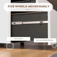 Vinsetto Vertical Steel Filing Cabinet on Wheels, 3-Drawer Lockable File Cabinet with Adjustable Hanging Bar for A4, Legal and Letter Size, for Home Office, White(m-7)