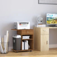 Vinsetto Mobile Printer Stand, Rolling File Cabinet Cart with Wheels, Adjustable Shelf, Drawer and CPU Stand, Walnut(m-2)