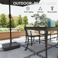 Outsunny Plastic Square Patio Umbrella Base with Wheels Handle, Heavy Duty Outdoor Umbrella Stand Base, Filled Up to 73lb with Stand or 57lb with Water for Garden, Poolside, Black(m-7)
