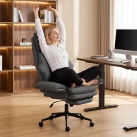 HOMCOM Cross Legged Office Chair w/ Footrest, 396 lbs Reclining Computer Desk Chair w/ High Back, Flip-up Armrests, Dark Gray(m-8)