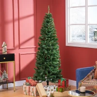 HOMCOM 6 FT Artificial Christmas Tree Pencil Xmas Tree with Stand, 618 Tips, Holiday Home Indoor Decoration for Party, Green(m-10)