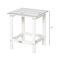Outsunny Patio Side Table, 15" Square Outdoor End Table, HDPE Plastic Tea Table for Adirondack Chair, Backyard or Lawn, White(m-3)