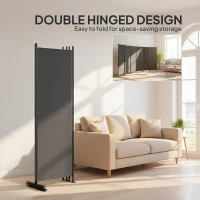 HOMCOM 6 Panel Room Divider, 6 Ft Folding Privacy Screen, Portable Freestanding Partition Wall Divider, Charcoal Grey(m-4)