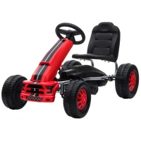Qaba Lightweight Pedal Go Kart with Steering Wheel, Go Cart Ride on Toy with Adjustable Seat for 3+ Years, Red(m-1)