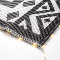 Outsunny Outdoor Rug Carpet Reversible Plastic Straw Rug with LED Lights 12' x 9'(m-10)