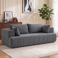 HOMCOM 3 Seater Sofa, Chenille Boneless Cloud Couch with Thick Spring Cushion, Wide and Deep Seat, Wide Armrests, Grey