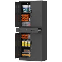 HOMCOM Metal Storage Cabinet with Locking Doors and Drawer,  71" Tall Lockable Garage Storage Cabinet with Adjustable Shelves(m-16)