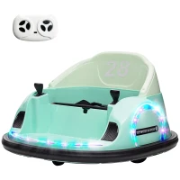 Qaba 12V Electric Ride on Bumper Car for Kids 1.5-5 Years Old, Baby Bumper Car with Remote Control, Green(m-1)