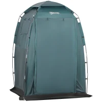 Outsunny 60" x 60" x 82" Shower Tent Extra Wide Changing Room Privacy Portable Camping Shelters with Windows & Floor Mat, Green(m-11)